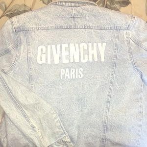 GIVENCHY Denim Jacket Logo Back Print Light Blue